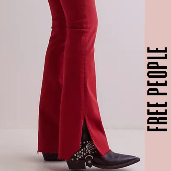 Free People Red Boot Cut Pants - Picture 3 of 9
